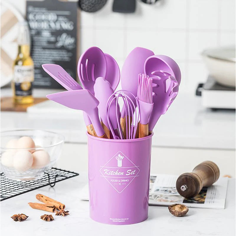 URBN MART - 12 PIECE SILICON SPOON SET HEAT RESISTANT TOOLS