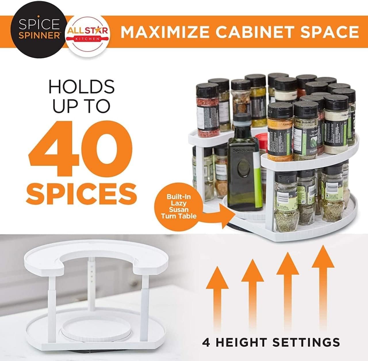 Urbn Mart - Spice Spinner is the adjustable 2 tiered spice organizer