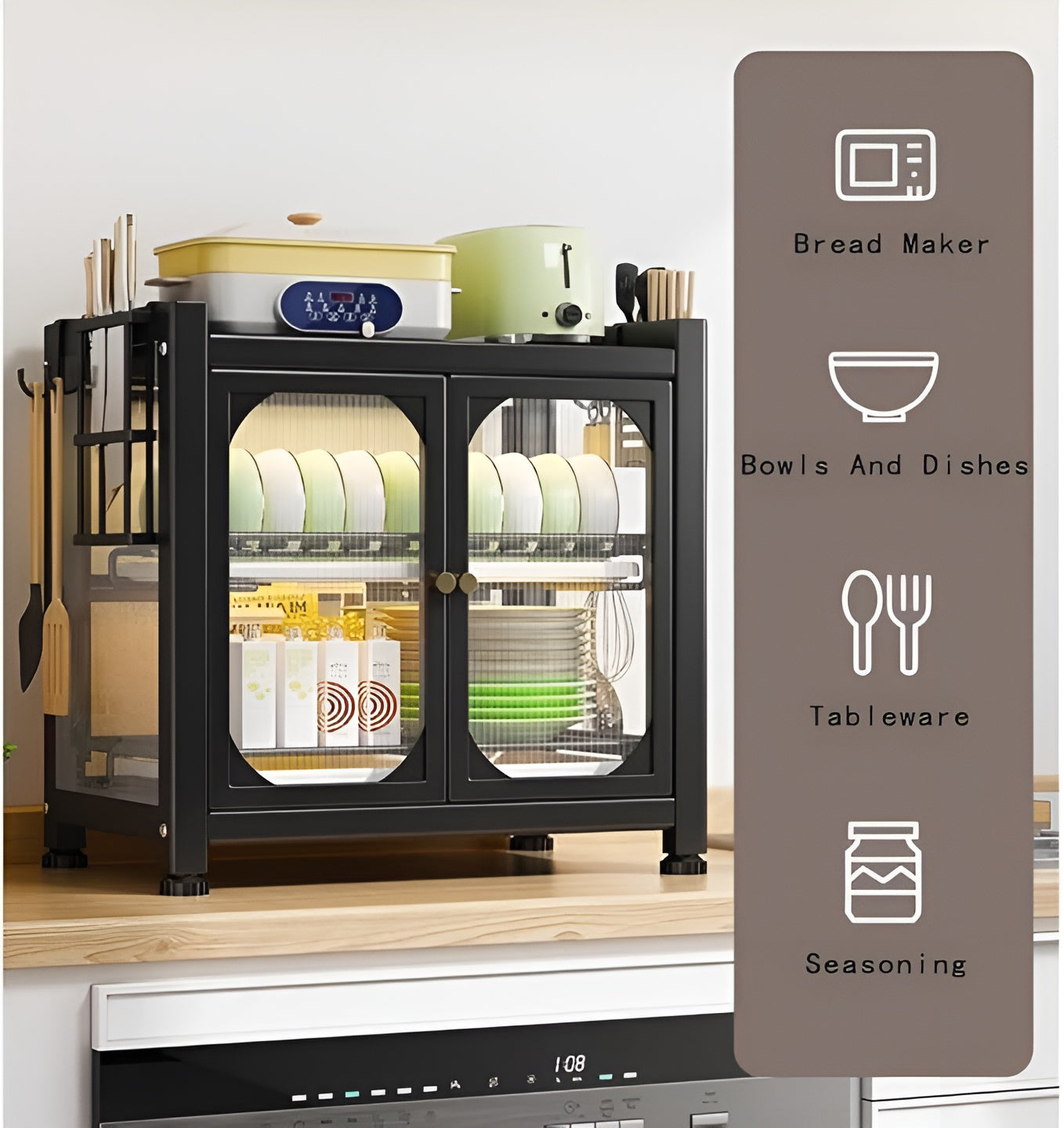 Carbon Steel kitchen Storage Rack With Door