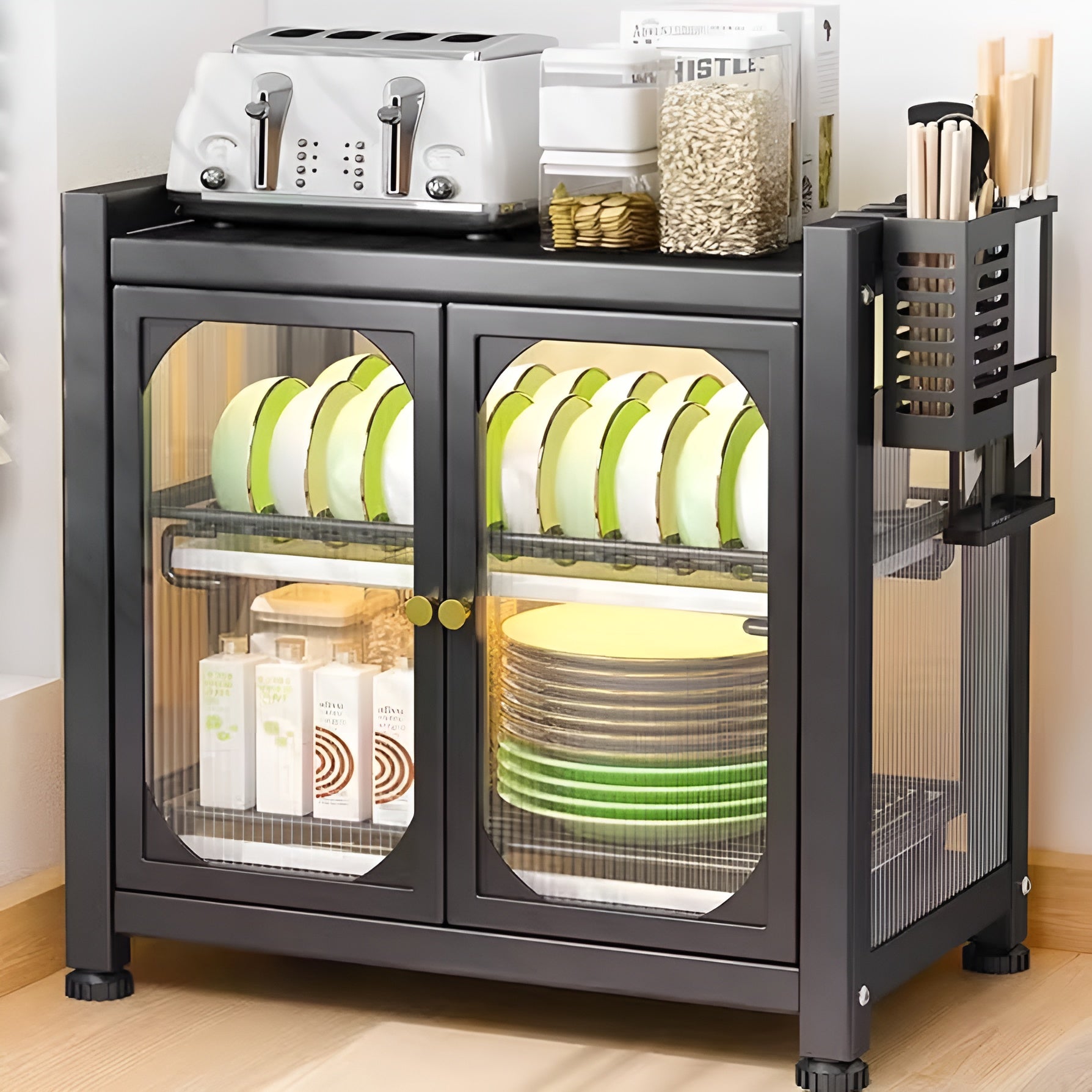 Carbon Steel kitchen Storage Rack With Door