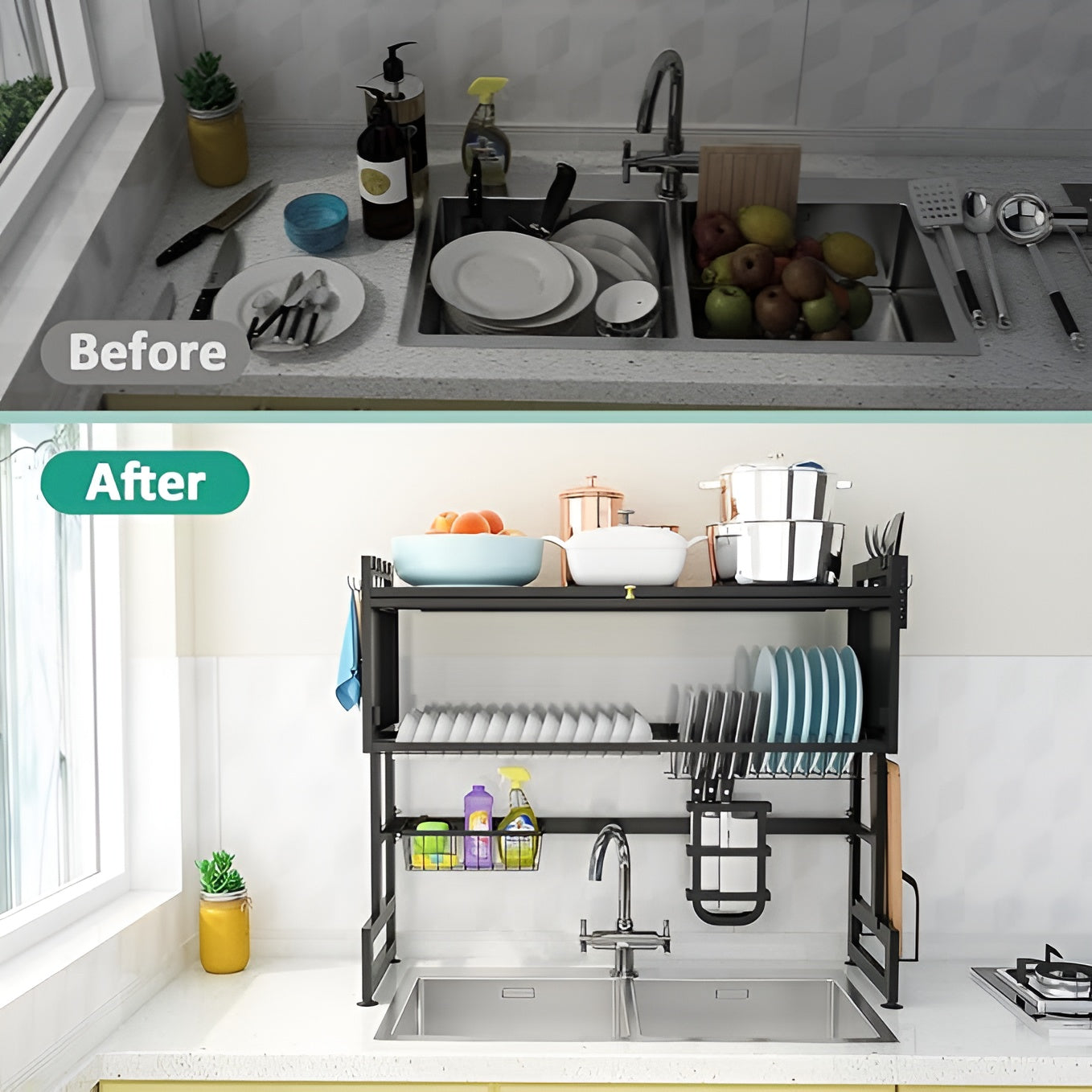 Urbn Mart - Bukfen Dish Drying Rack Over The Sink Dish Drainer Drying Rack