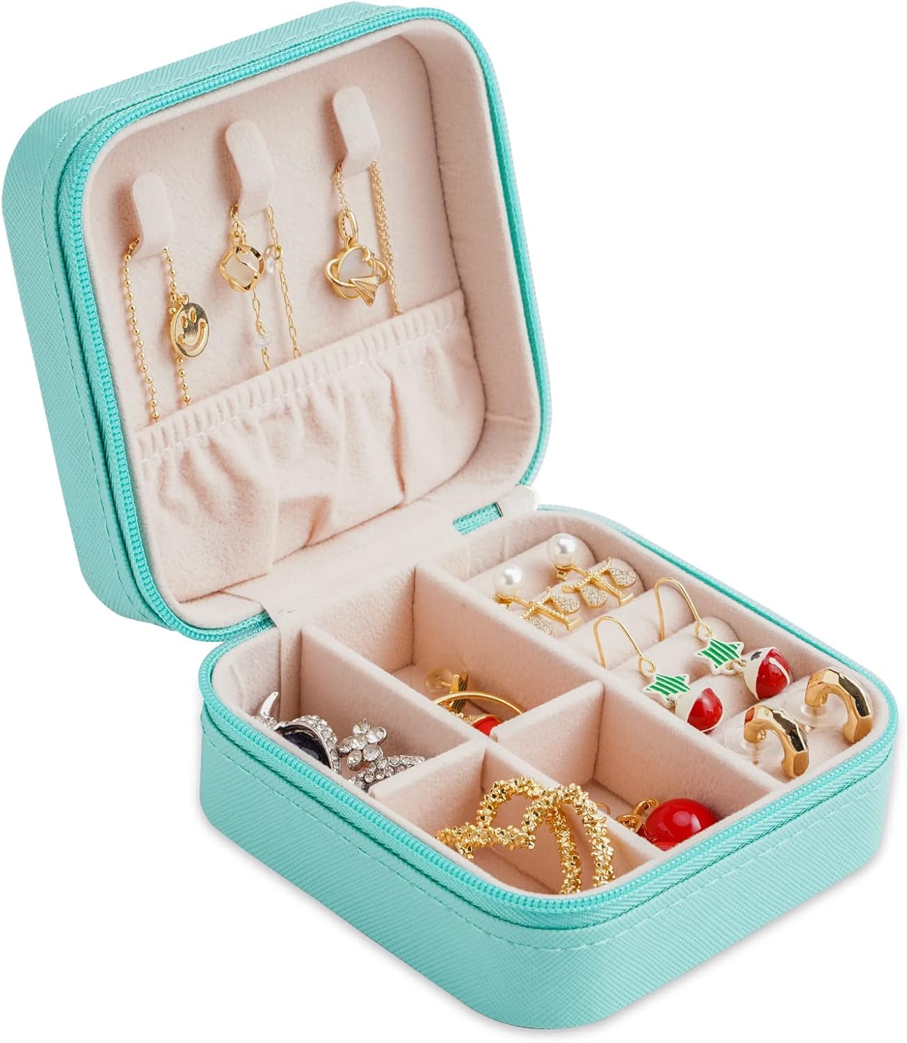 Urbn Mart - Mini Jewelry Travel Case, Leather Jewelry Organizer