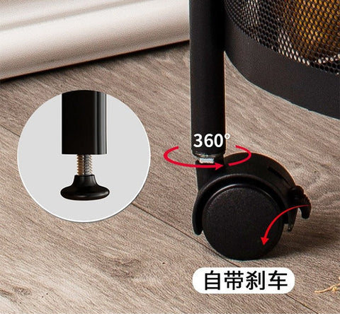 Urbn Mart - Round Rotating Kitchen Rack with Wheels Iron Rack