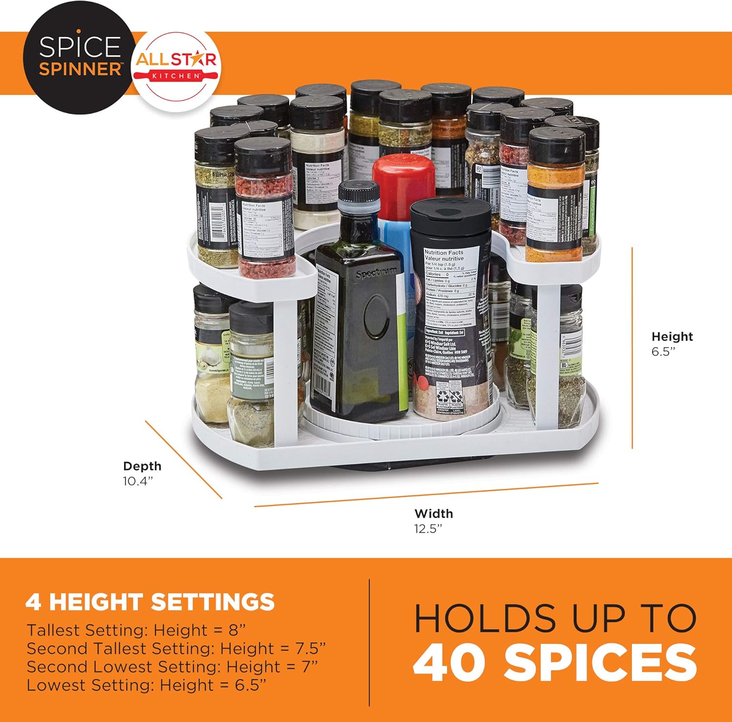 Urbn Mart - Spice Spinner is the adjustable 2 tiered spice organizer