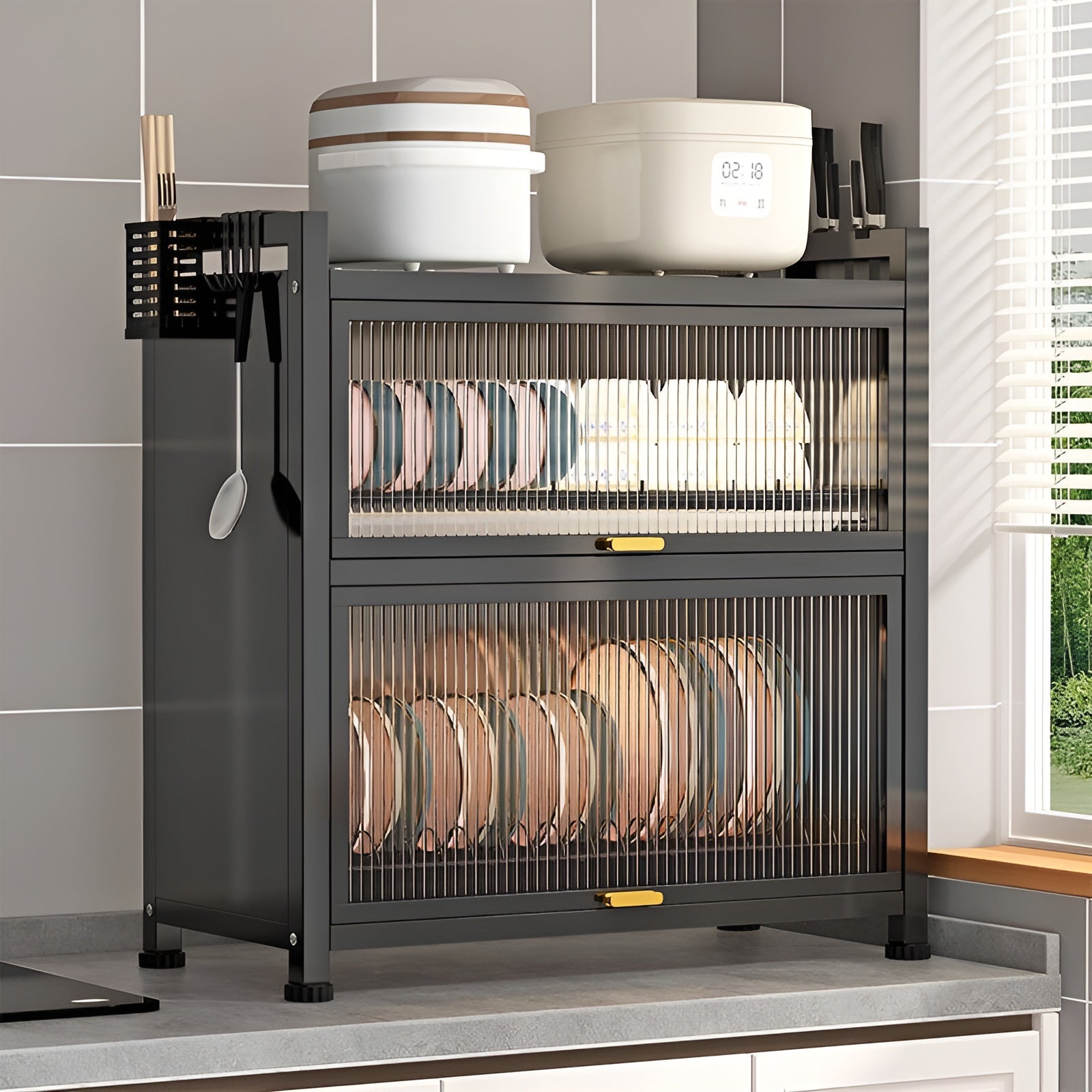 Carbon Steel kitchen Storage Rack With Door