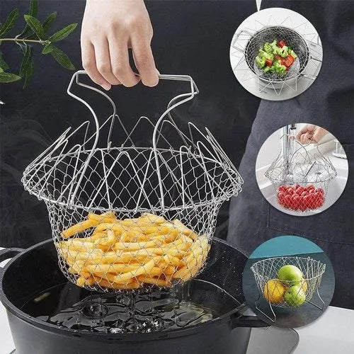 Stainless Steel Folding Round Frying Basket
