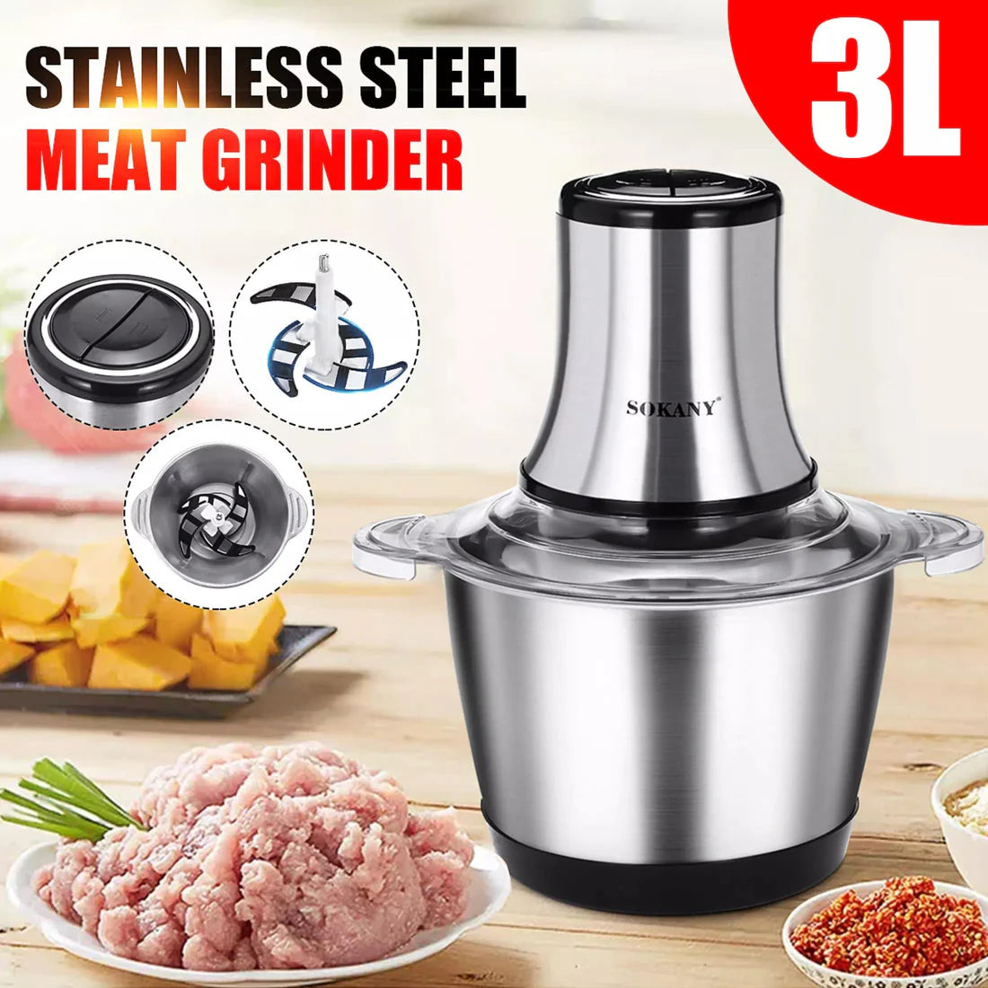 Urbn Mart - 3L Electric Meat Grinder