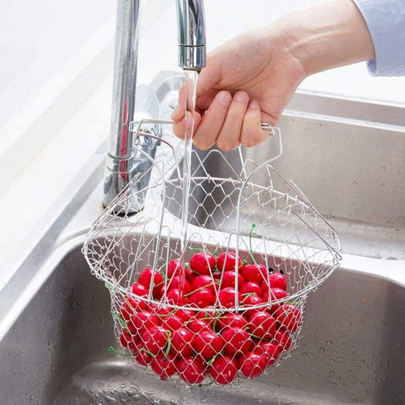 Stainless Steel Folding Round Frying Basket